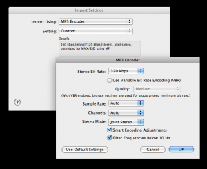 iTunes selecting file formats iTunes selecting file formats