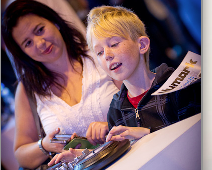 Mother and child DJing