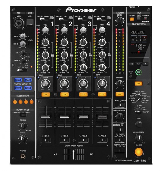 The Pioneer DJM-850: A club-standard mixer, with a Traktor Scratch-certified sound card built in, and at a reasonable price (at least, as far as this end of the market goes).