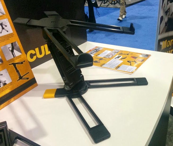 One of the smartest laptop stands we've seen in a while, this little unit is rock solid and folds up nice and compact.