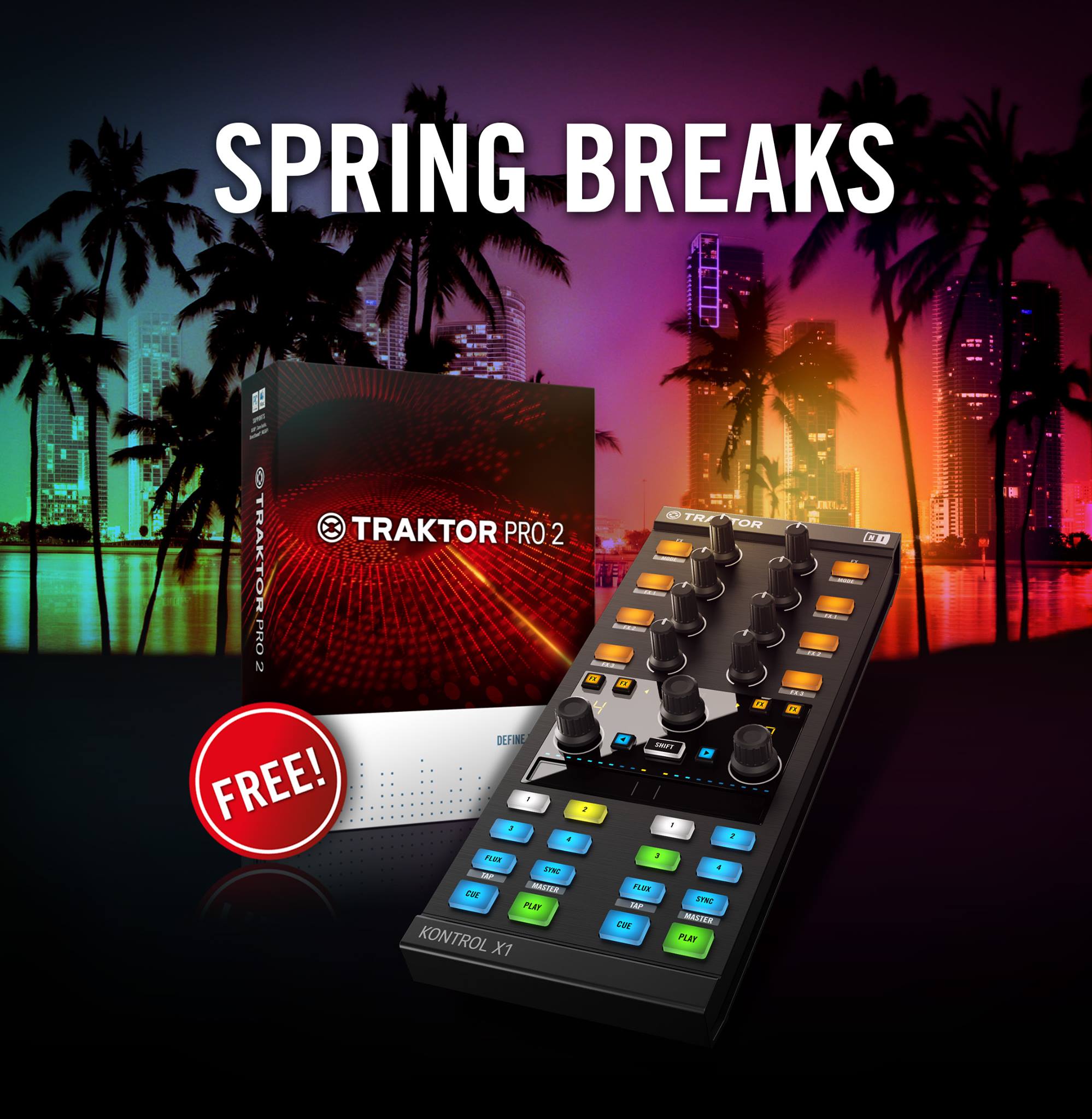 For a limited time, get a free copy of Traktor Pro 2 with every purchase of the Traktor Kontrol X1 controller.