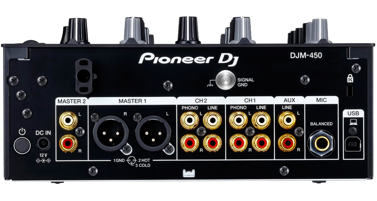 The DJM-450 has an abundance of connectivity options for hooking up speakers, turntables and CDJs, and your laptop.