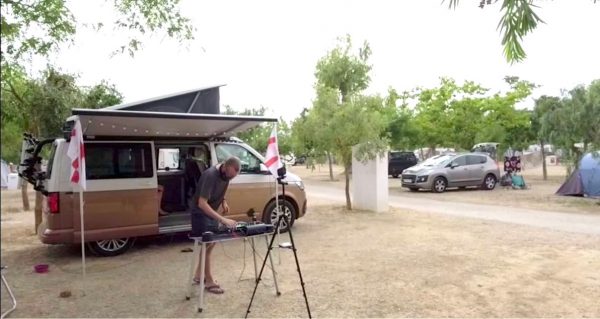 DJing outside camper van