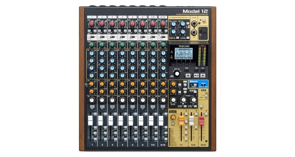 Top view of Tascam Model 12 mixer